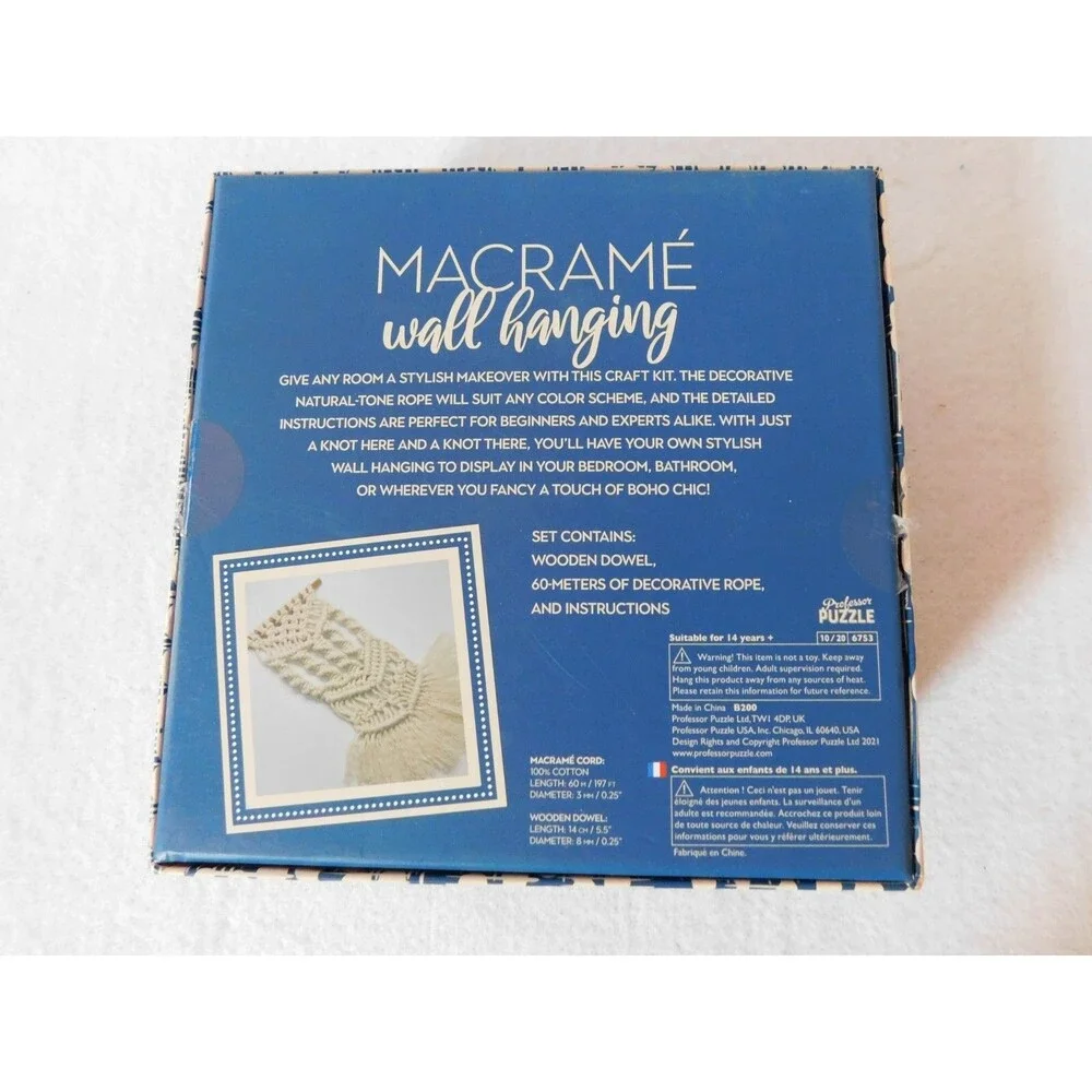 Macrame Kit Professor Puzzle DIY - 60m Natural White Cord Home Decor Craft